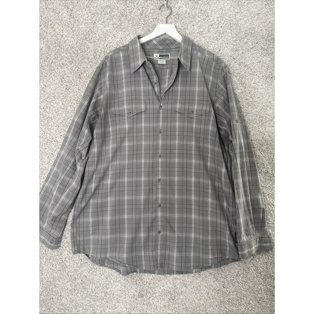 ExOfficio Shirt 2xl GRAY Plaid Insect Shield Long‎ Sleeve EXOFFICIO COTTON L/S